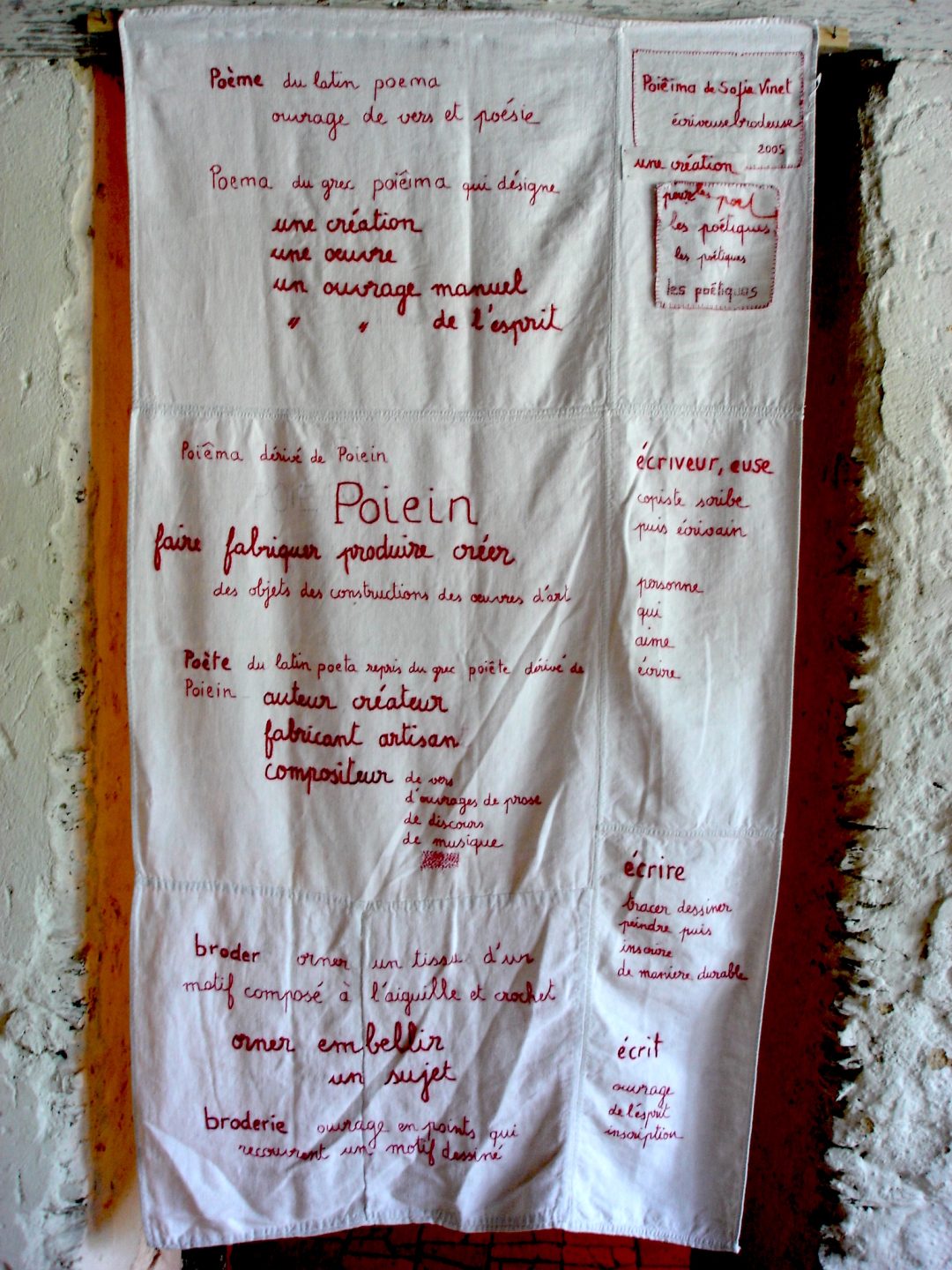 Sofie Vinet - Brodeuse écriveuse - Textes brodés - Abbaretz (44)