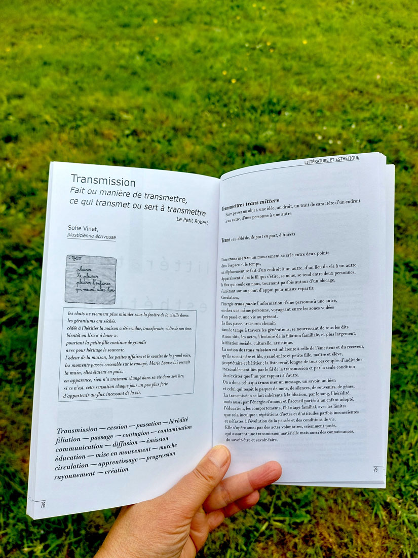 Sofie Vinet - éditions - Sens Dessous - Transmission